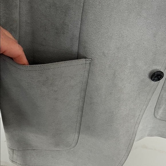 Halston Halsuede Single Breasted Gray Blazer - Picture 6 of 13